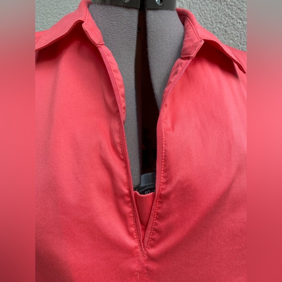 Chico’s Coral Eyelet Puff Sleeve A-line V-Neck slipover Midi Dress size XL - Picture 10 of 12